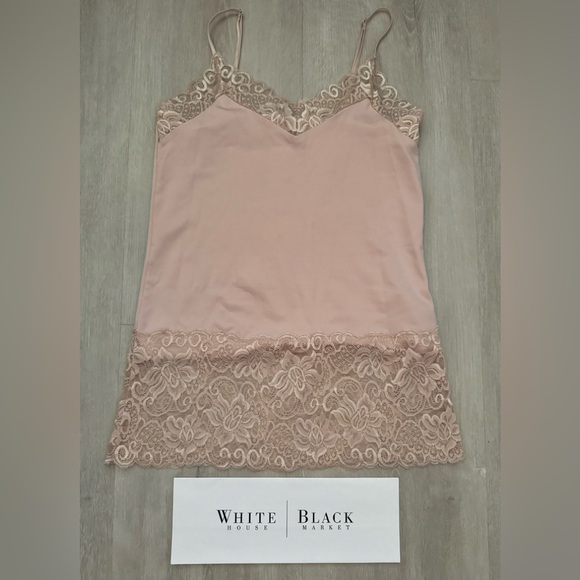 White House Black Market Champagne Pink Lace Tank/Camisole- S - Picture 1 of 7